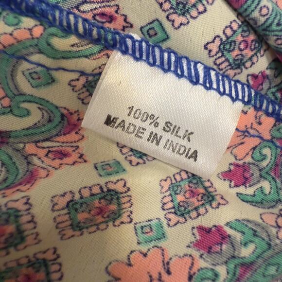 100% Silk Belted Kimono Robe W/ Bell Sleeves. Made In India. Vibrant Midi Blue - Picture 11 of 12